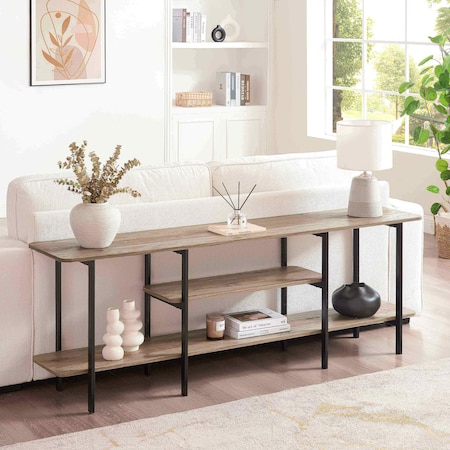 Manhattan Comfort Celine Side Table Console in Rustic Grey 25570-GY